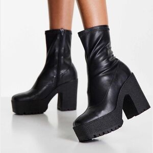 asos design high heeled boots - black